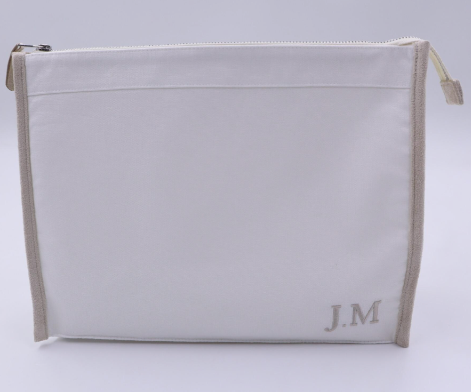 Custom Linen Zipper Clutch – Optional Monogram