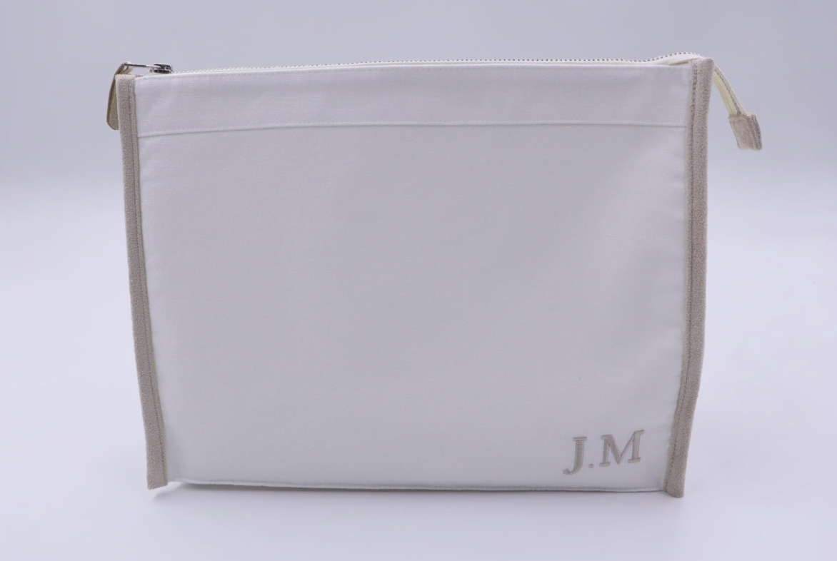Custom Linen Zipper Clutch – Optional Monogram